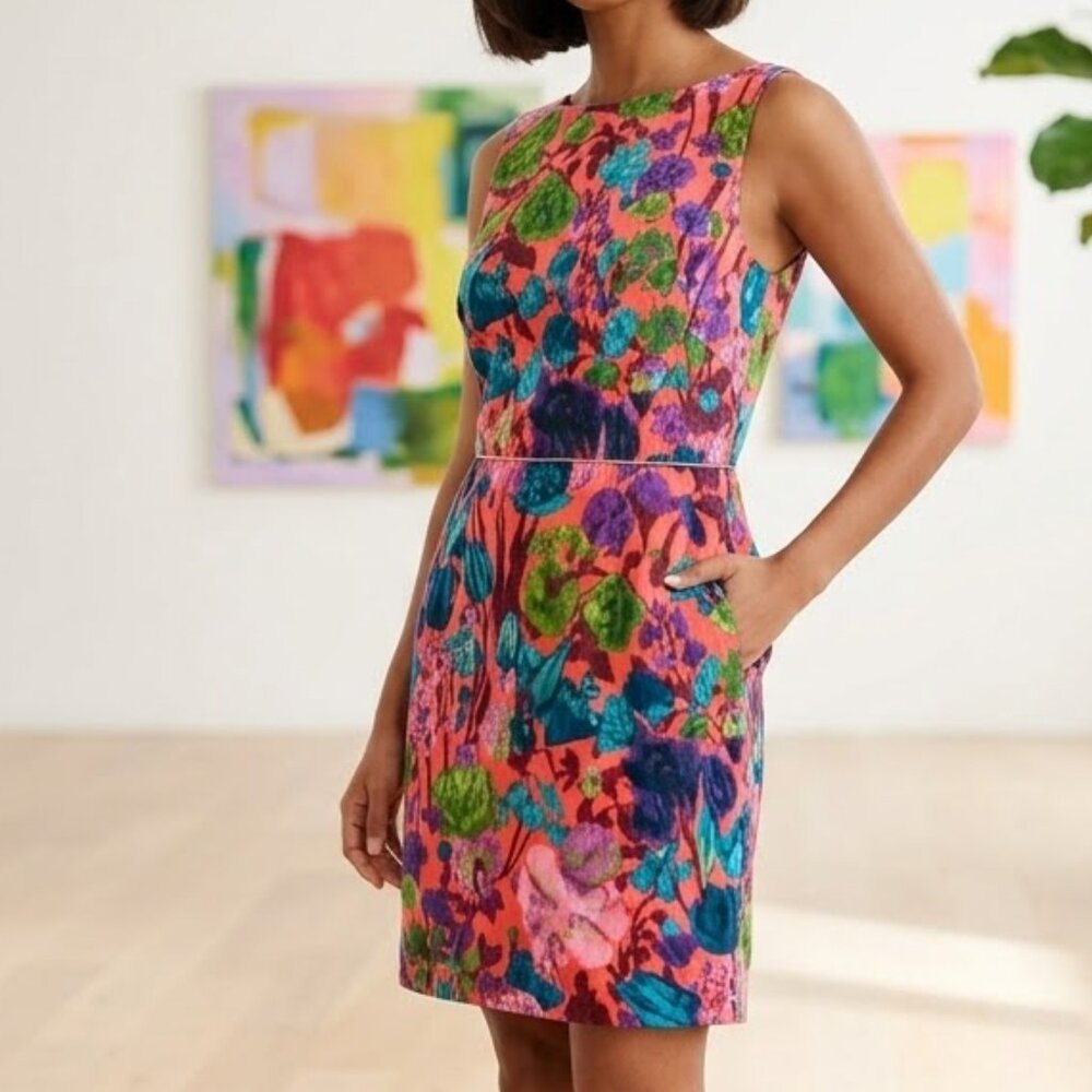 J.CREW Pink & Floral Sleeveless Dress - Size 10